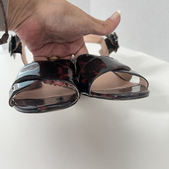 J.Crew Tortoise Penny sandals J8227 patent leather block heel buckles size 9.5 - Picture 4 of 10